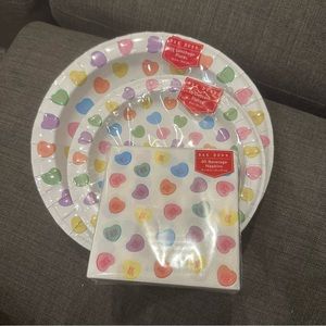 Rae Dunn Candy Hearts Plates and Napkins Set